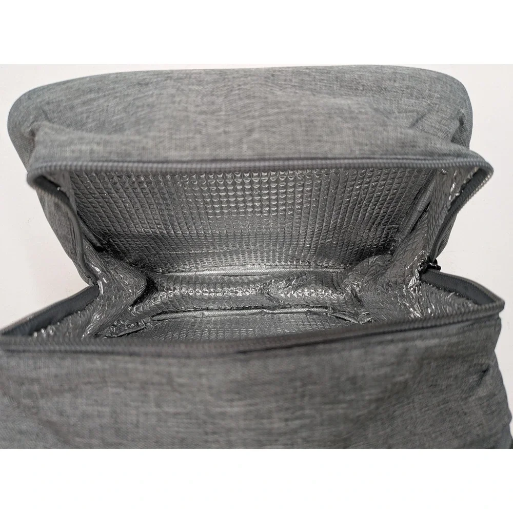 Invite.L Gray Insulated Lunch Bag Square Thermal Cooler Tote with Handles